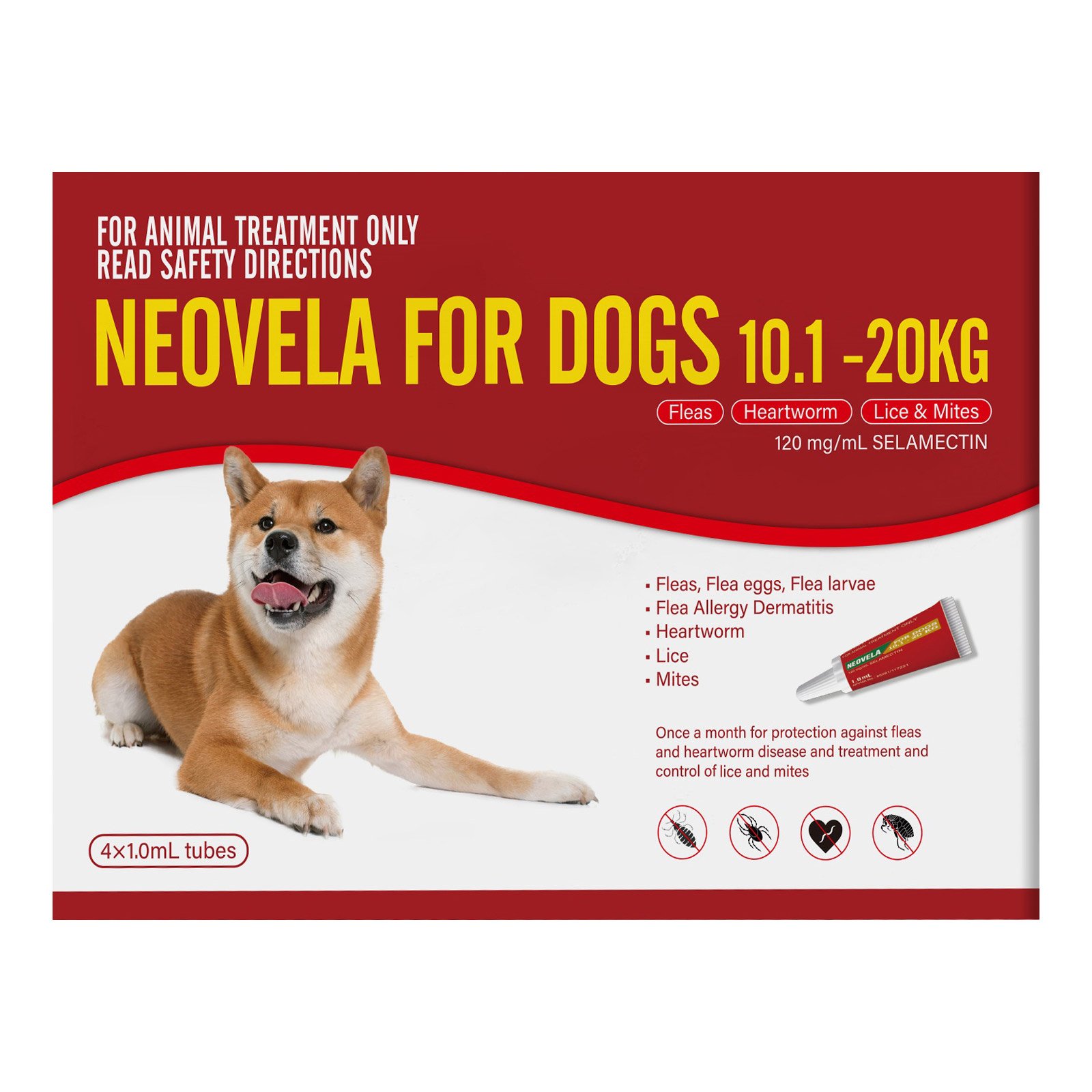 Neovela Flea and Worming For Dogs 10 - 20 Kg Red